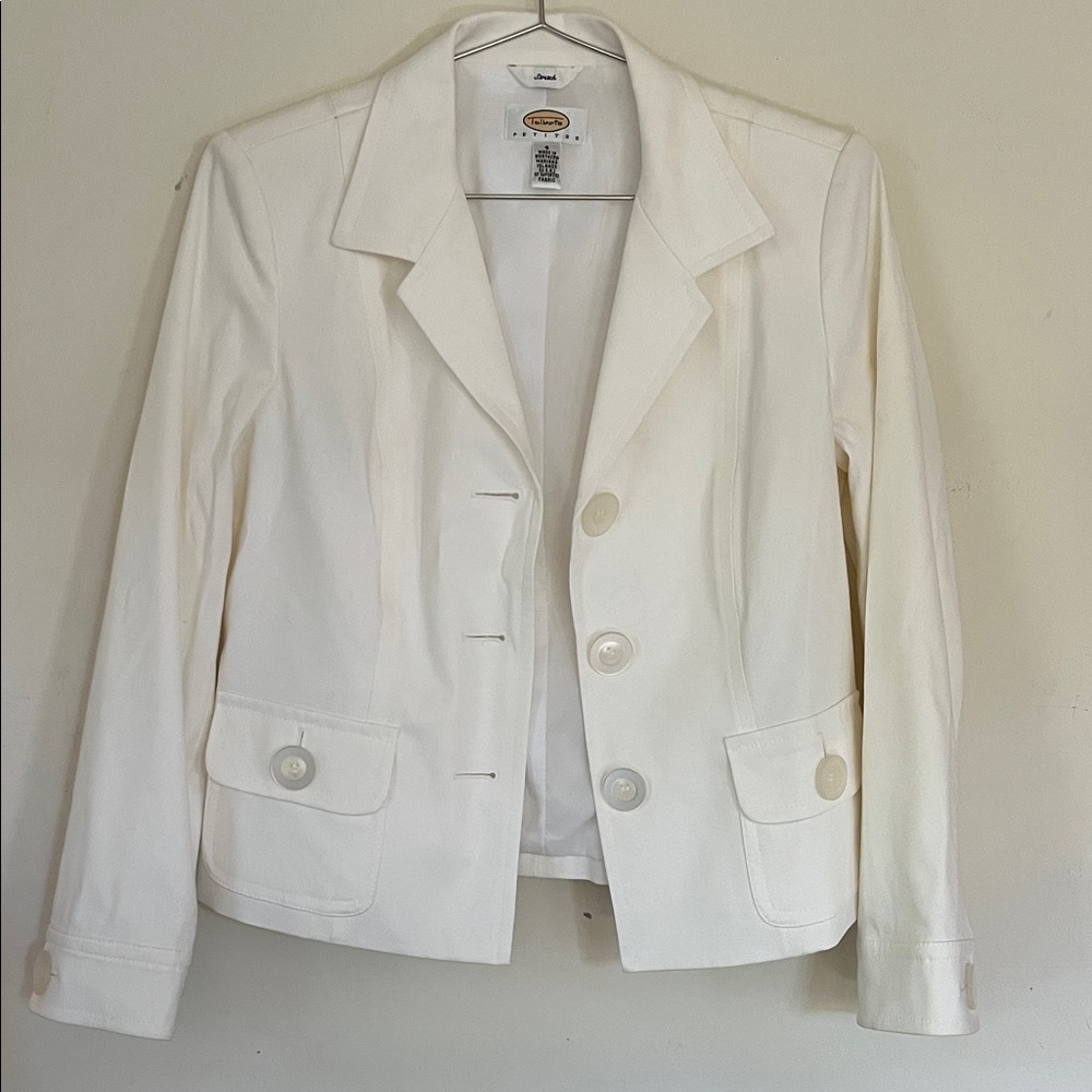 Talbots Classic White Women's Blazer, 4 Petite